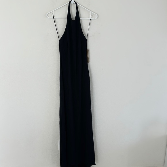 Reformation Open Back Halter Minimalist Black Dress - Picture 2 of 12